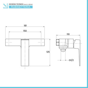 Set miscelatori lavabo bidet e doccia esterno cromo lucido Kubo