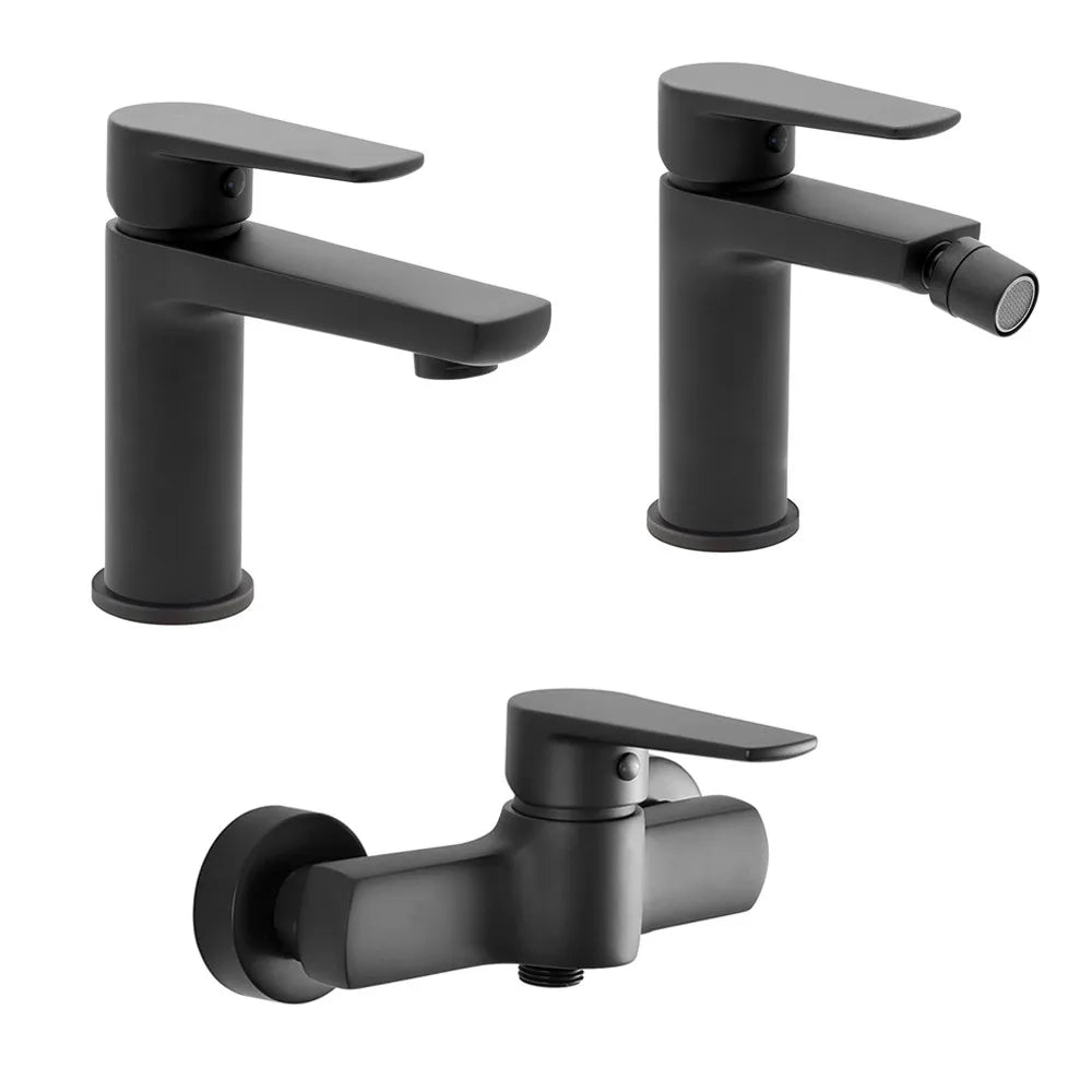 Set miscelatori lavabo bidet e doccia esterno nero opaco  Erika