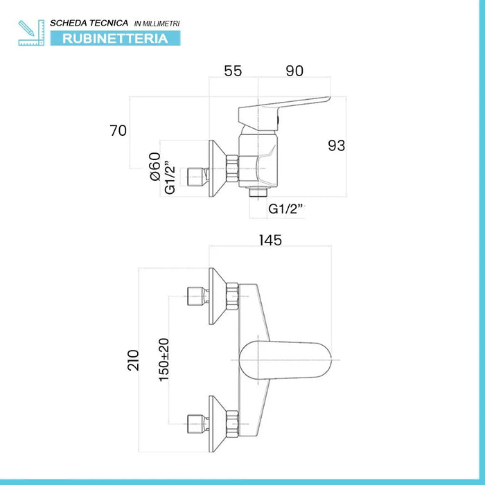 Set miscelatori lavabo bidet e doccia esterno nero opaco  Erika