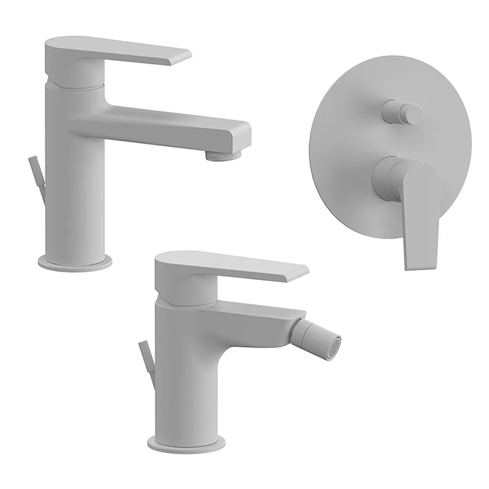 Set miscelatori lavabo bidet e doccia incasso bianco opaco Mariani Artic