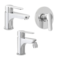 Set miscelatori lavabo bidet e doccia incasso in ottone cromato Zoe