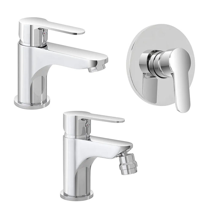 Set miscelatori lavabo bidet e doccia incasso in ottone cromato Zoe