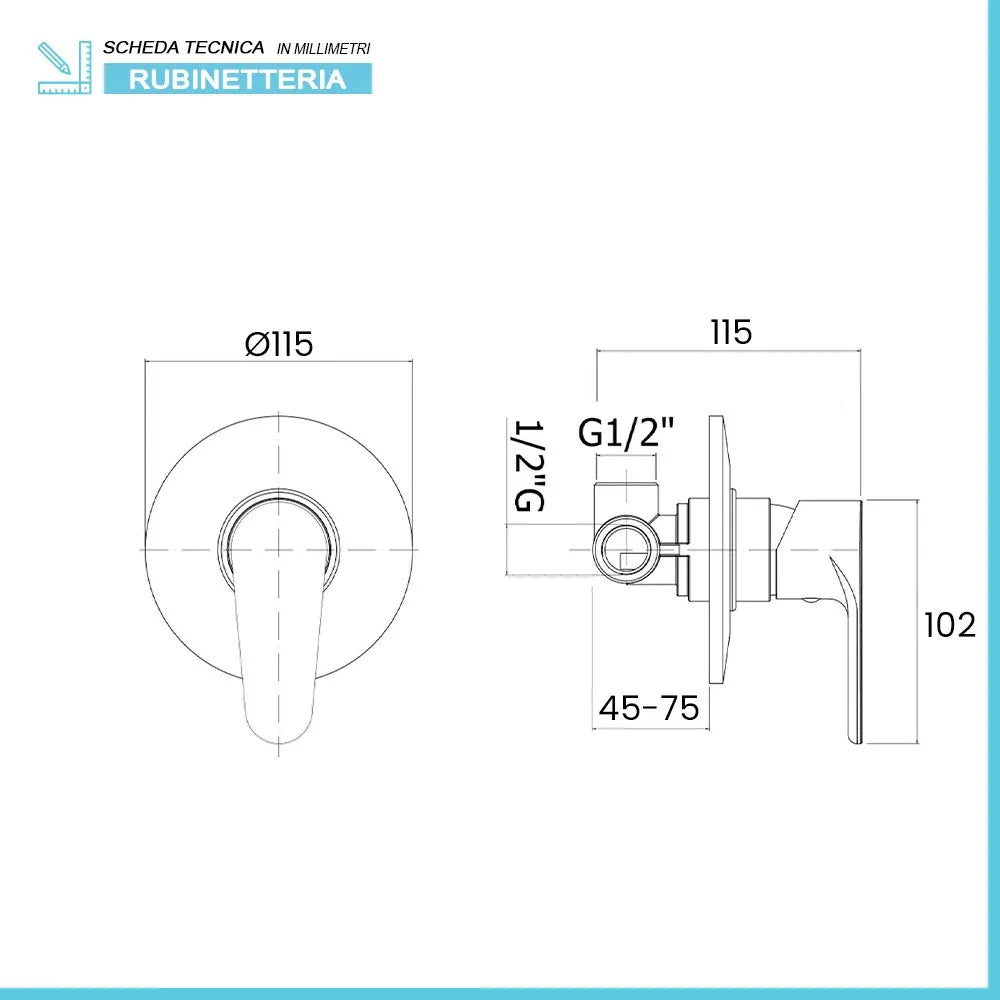 Set miscelatori lavabo bidet e doccia incasso in ottone cromato Zoe