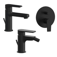 Set miscelatori lavabo bidet e doccia incasso nero opaco Mariani Artic