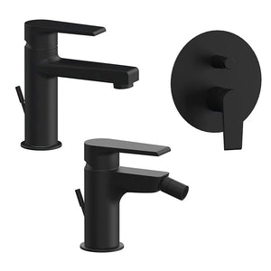 Set miscelatori lavabo bidet e doccia incasso nero opaco Mariani Artic