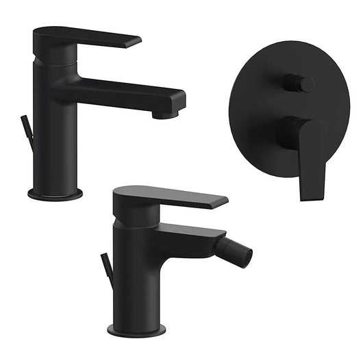 Set miscelatori lavabo bidet e doccia incasso nero opaco Mariani Artic