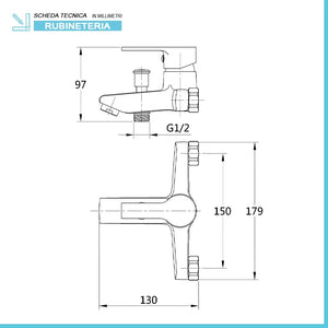 Set miscelatori lavabo bidet e vasca con doccetta e flessibile Prima