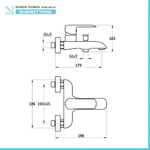 Set miscelatori lavabo bidet e vasca cromati serie Dalila piletta inclusa