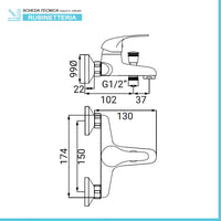 Set miscelatori lavabo bidet e vasca Italia in ottone cromo