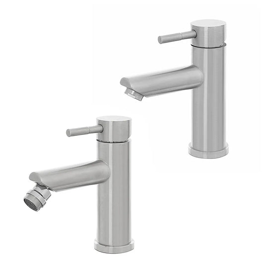 Set miscelatori lavabo e bidet acciaio spazzolato e piletta click-clack  York