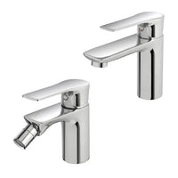 Set miscelatori lavabo e bidet Flat cromati con piletta click clack