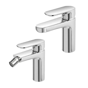 Set miscelatori lavabo e bidet Kreo in ottone con piletta click clack