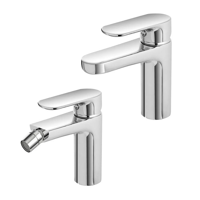 Set miscelatori lavabo e bidet Kreo in ottone con piletta click clack