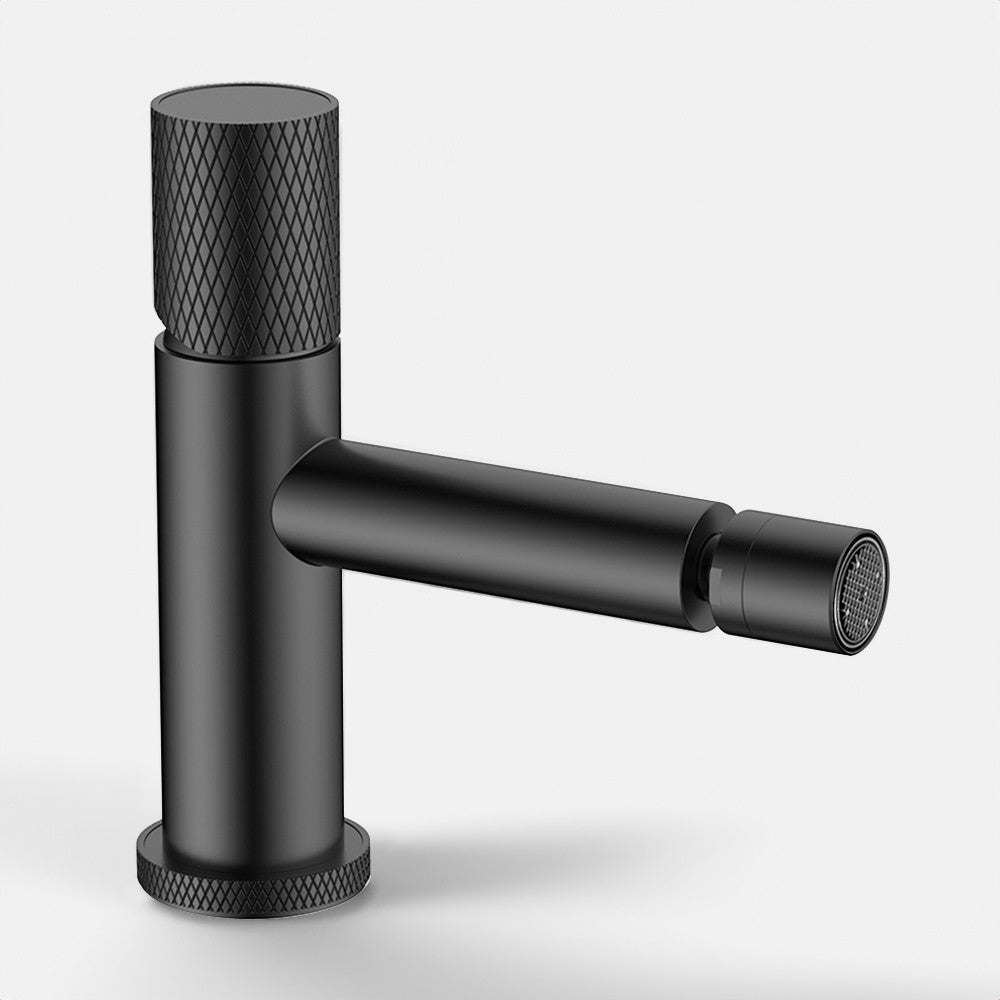 Set miscelatori lavabo e bidet nero opaco con leva zigrinata Gemini