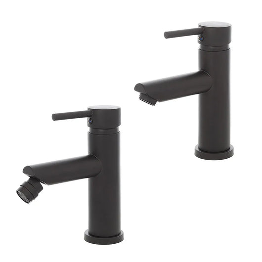 Set miscelatori lavabo e bidet nero opaco con piletta click clack  York