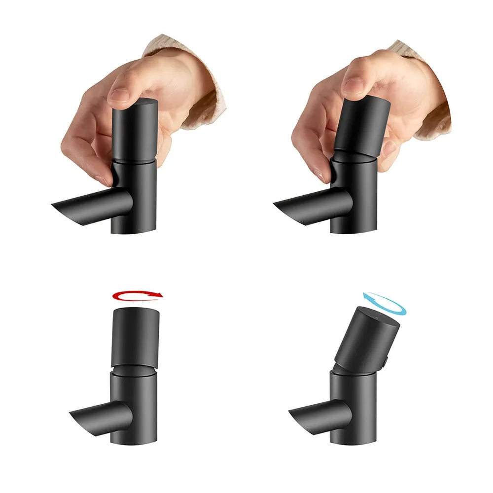 Set miscelatori lavabo e bidet nero opaco senza leva in acciaio inox Gemini