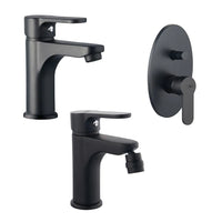 Set miscelatori nero opaco lavabo bidet e doccia incasso con deviatore Paco
