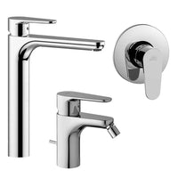 Set miscelatori Paffoni Green lavabo alto bidet e doccia incasso in ottone