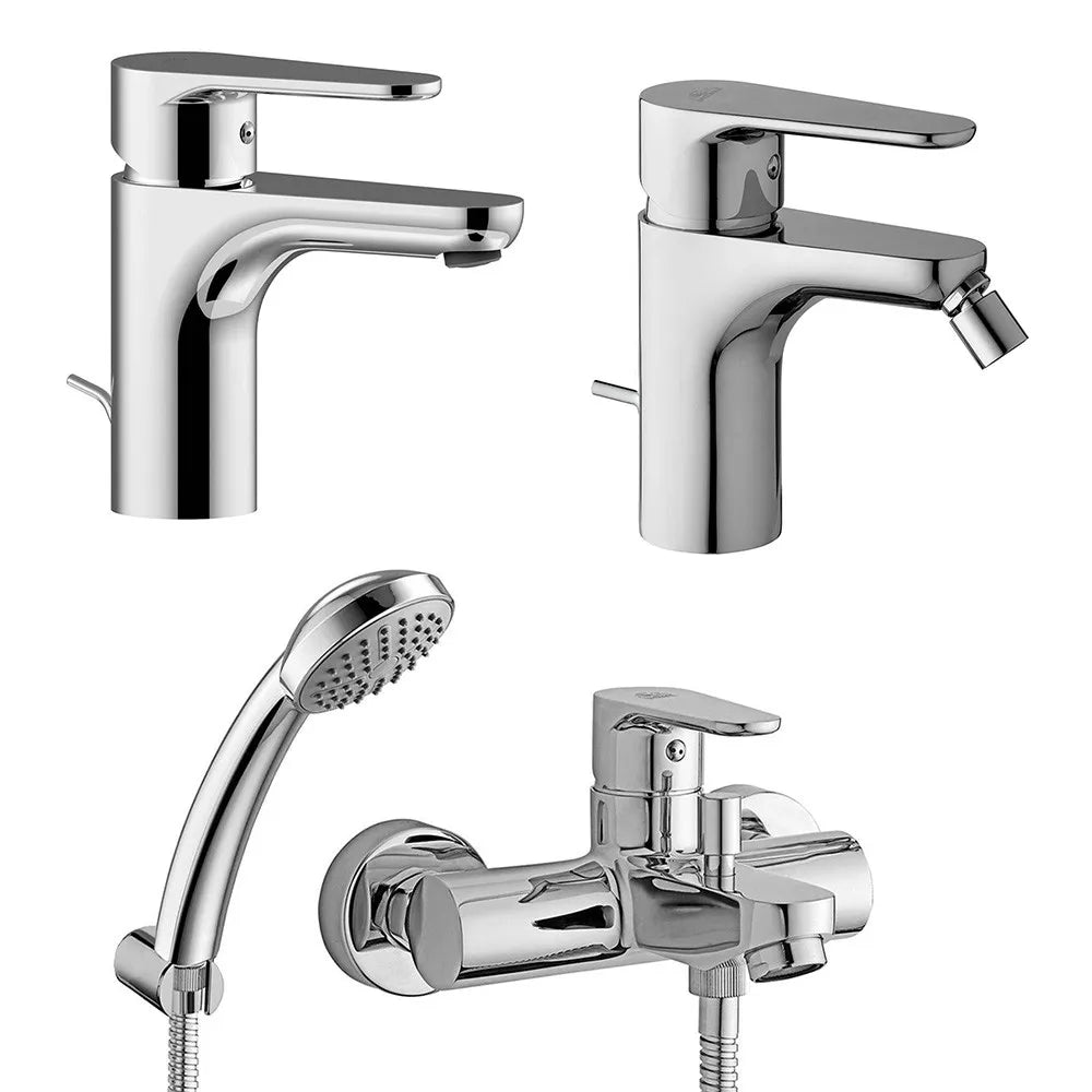 Set miscelatori Paffoni Green lavabo bidet e vasca con kit doccia