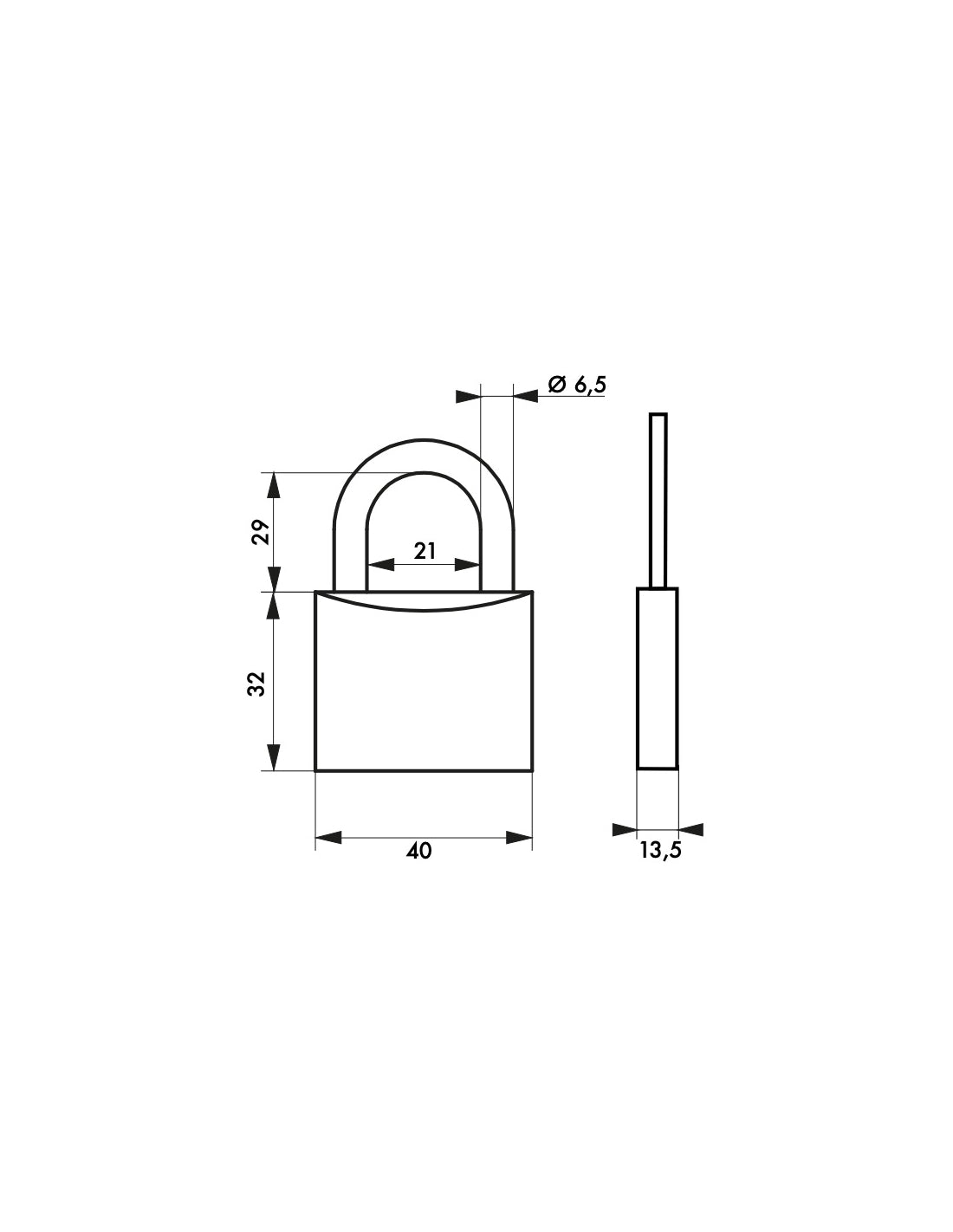 Set di 4 Lucchetti Maxium color 40mm, arco acciaio temprato, nero, alluminio, 2 chiavi/lucchetto - THIRARD
