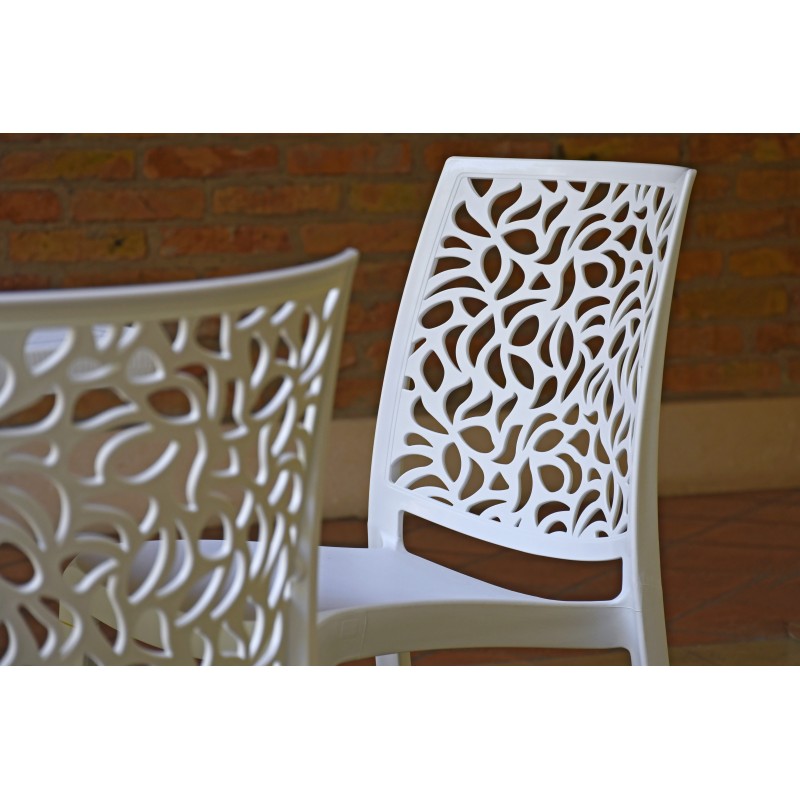 Set 4 Sedie in Resina Monoblocco London Stone By Flow Crema