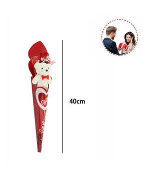 Set Orsetto Bianco Peluche Con Fiore Love 40 Cm Idea Regalo San Valentino 63292         