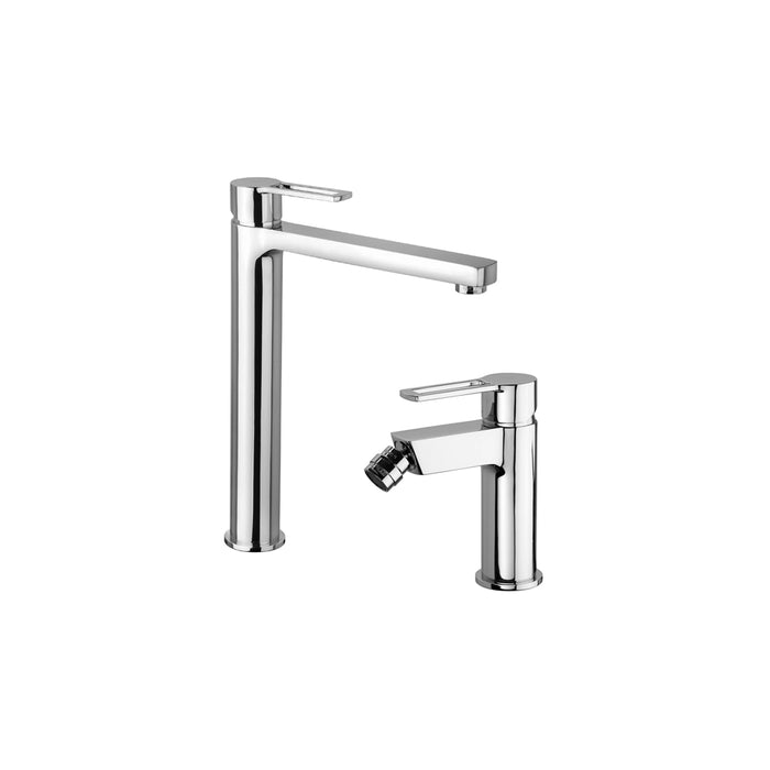 Paffoni coppia miscelatori lavabo alto e bidet senza scarico cromato mod. Ringo