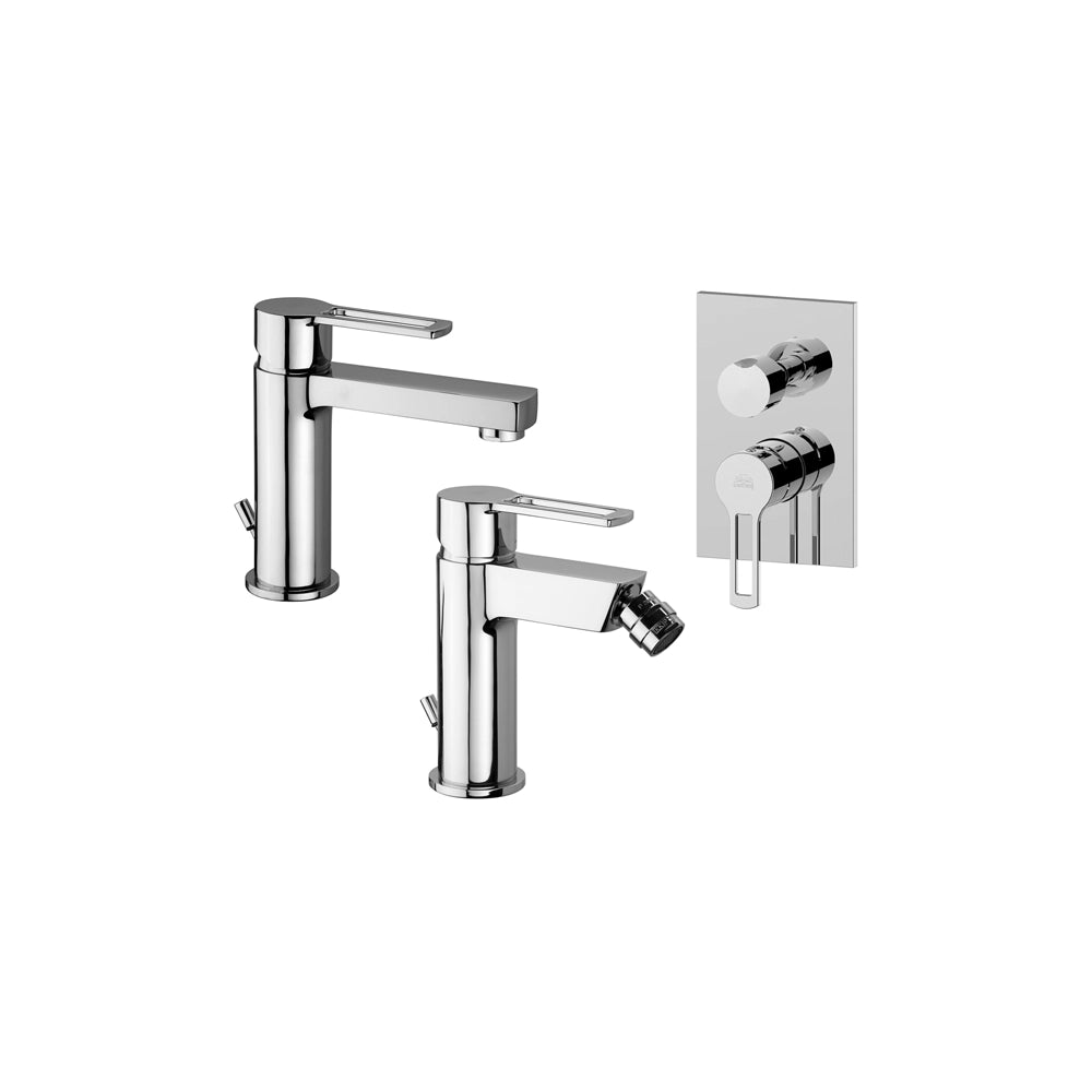 Paffoni set miscelatori lavabo, bidet scarico automatico e incasso doccia deviatore 2 vie cromato mod. Ringo