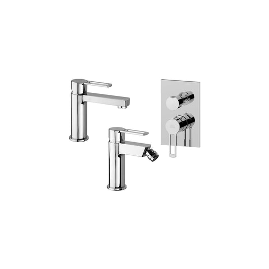 Paffoni set miscelatori lavabo, bidet senza scarico e incasso doccia deviatore 2 vie cromato mod. Ringo