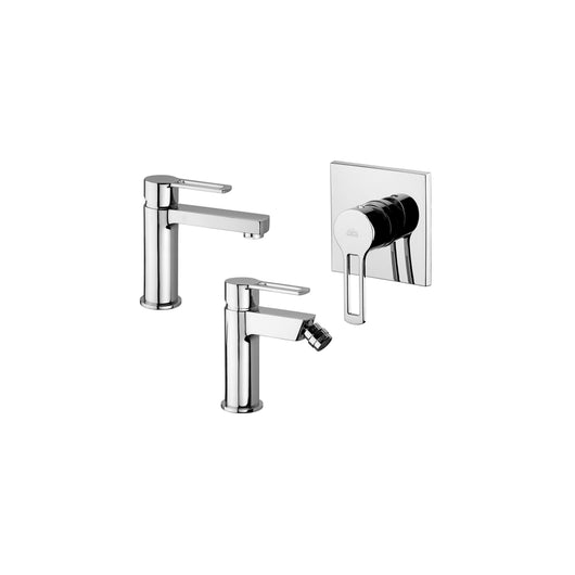 Paffoni set miscelatori lavabo, bidet senza scarico e incasso doccia 1 via cromato mod. Ringo