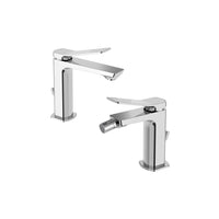 Paffoni coppia miscelatori lavabo e bidet scarico automatico cromato mod. Tilt