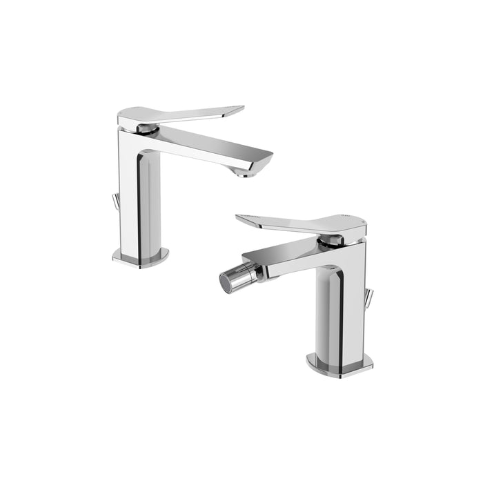 Paffoni coppia miscelatori lavabo e bidet scarico automatico cromato mod. Tilt