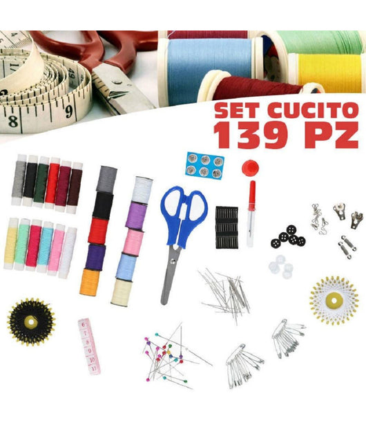 Set Per Cucito 139pz Accessori Sartoria Set Da Viaggio Kit Emergenza Per Cucire         