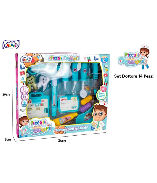 Set Piccoli Dottori Dentista Scatola Composta Da 14 Pezzi Giocattolo Per Bambini         