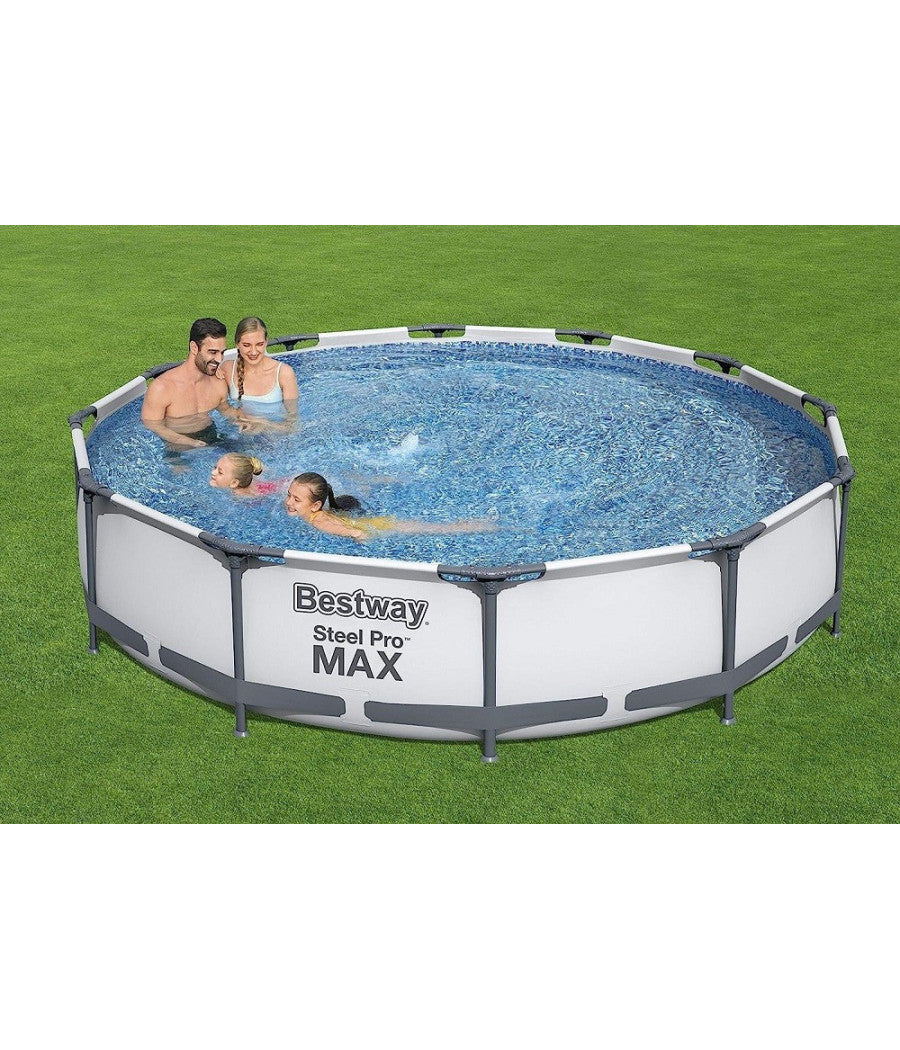 Set Piscina Fuori Terra Rotonda Steel Pro Max 366x76cm 6473lt Pompa Filtro 56416         