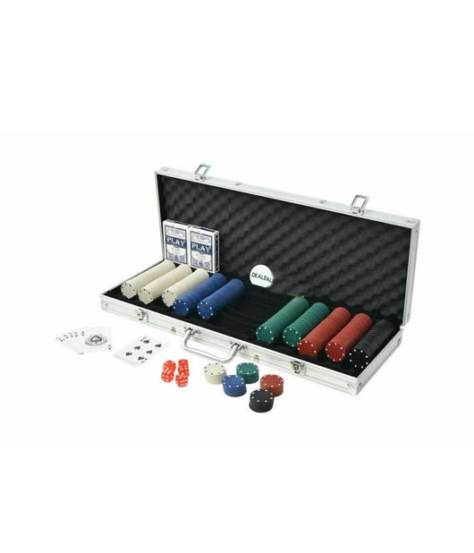 Set Poker 500 Fiches Chips 2 Mazzi Carte Gettone Deal Kit Texas Holdem         