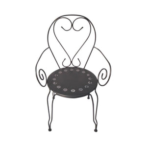 SET QUATTRO SEDIE FERRO BATTUTO CON BRACCIOLI GRIGIO SCURO CASACOLLECTION