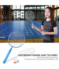Set Racchetta Badminton Palla Leghe Nylon Per Bambini Giocattoli All'aperto Blu         
