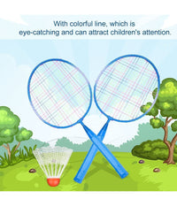 Set Racchetta Badminton Palla Leghe Nylon Per Bambini Giocattoli All'aperto Blu         