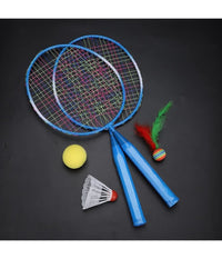 Set Racchetta Badminton Palla Leghe Nylon Per Bambini Giocattoli All'aperto Blu         