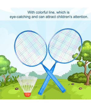 Set Racchetta Badminton Palla Leghe Nylon Per Bambini Giocattoli All'aperto Blu         