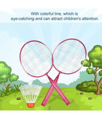 Set Racchetta Badminton Palla Leghe Nylon Per Bambini Giocattoli All'aperto Rosa         