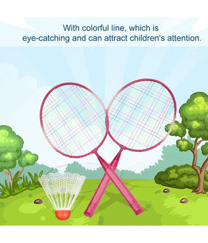 Set Racchetta Badminton Palla Leghe Nylon Per Bambini Giocattoli All'aperto Rosa         