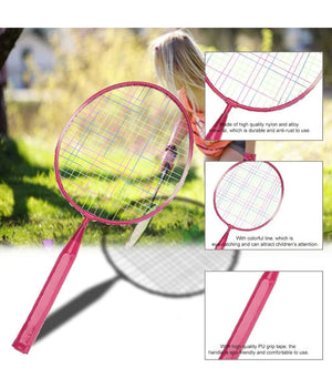 Set Racchetta Badminton Palla Leghe Nylon Per Bambini Giocattoli All'aperto Rosa         