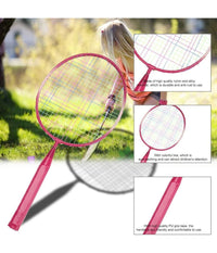 Set Racchetta Badminton Palla Leghe Nylon Per Bambini Giocattoli All'aperto Rosa         