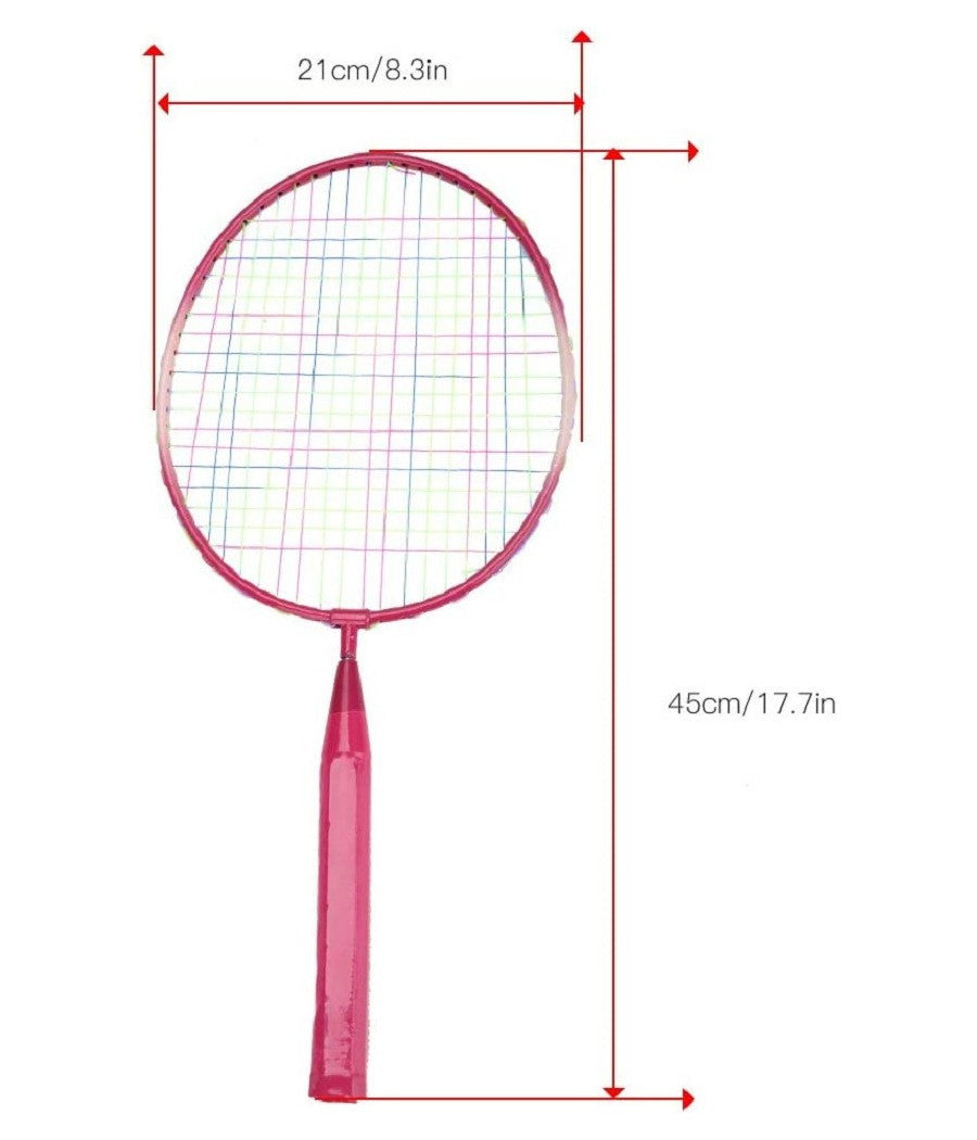 Set Racchetta Badminton Palla Leghe Nylon Per Bambini Giocattoli All'aperto Rosa         