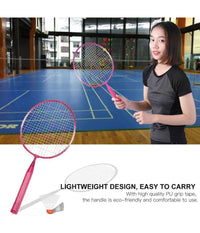 Set Racchetta Badminton Palla Leghe Nylon Per Bambini Giocattoli All'aperto Rosa         