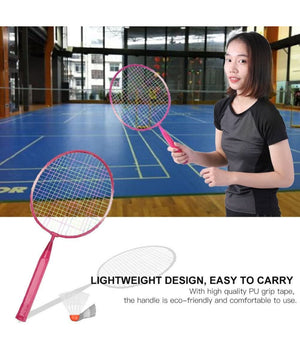 Set Racchetta Badminton Palla Leghe Nylon Per Bambini Giocattoli All'aperto Rosa         