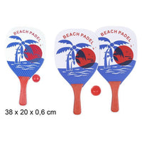 Trade Shop - Set Racchette Da Spiaggia Rettangolari Design Palma 38x20x0.6 Cm Con Pallina 186238 -