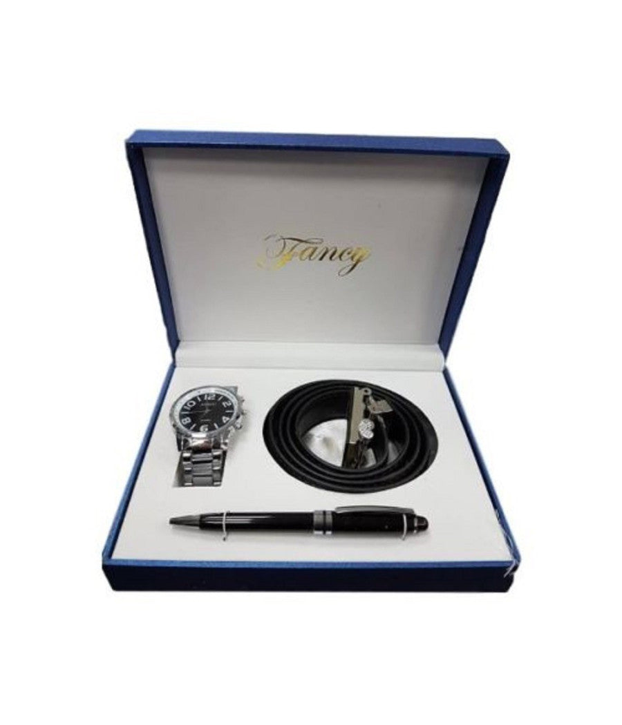 Set Regalo Per Uomo Orologio Cintura Penna In Cofanetto Elegante         